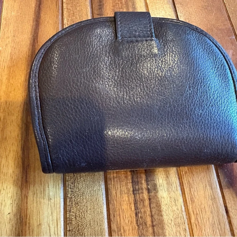 Vintage Black Leather Coin Card Purse Wallet Pouch